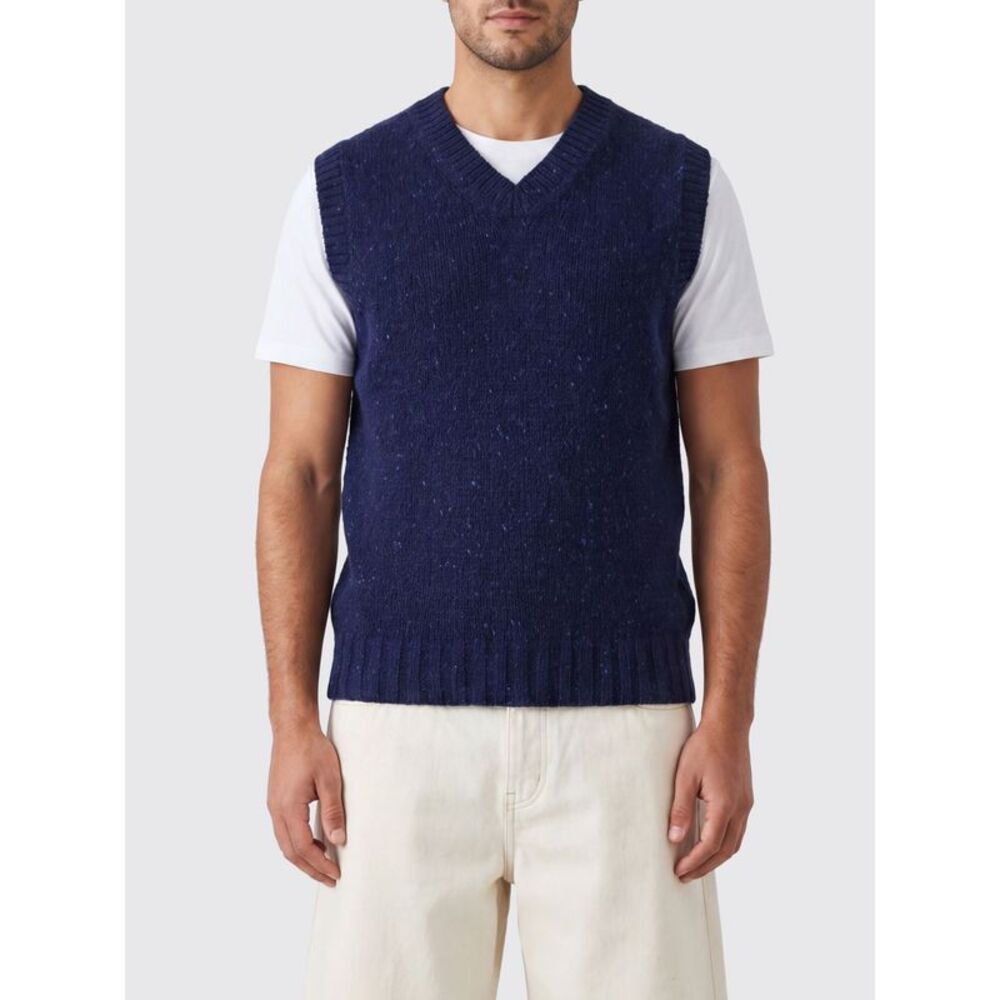 Howlin Men Howlin V-Neck Sweater Vest In Pure Wool With Ribbed Trims